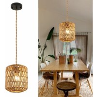 COMELY Pendelleuchte aus Rattan, Vintage E27 Lampe, Rattan-Deckenleuchte für Wohnzimmer, Küche, Schlafzimmer, Café (ohne Lichtquelle) von COMELY