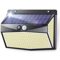 Schwarze Solar-Außenwandleuchte - 318 LEDs, Bewegungssensor, 3 Modi, IP65 wasserdicht, Energieeffizienzklasse a+ für Außenbeleuchtung - Comely von COMELY