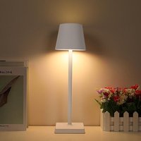 Wiederaufladbare USB-Tischlampe, Berührungsempfindliche Nachttischlampe 4W, Einstellbare Warmweiß 3000K, Ideal für Draußen, Restaurant, Büro (Weiß) von COMELY