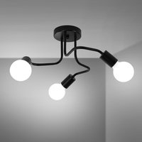 Comely - Vintage Metall Deckenleuchte 3 E27 Lichter schwarz für Wohnzimmer Schlafzimmer Küche (ohne Glühbirnen) von COMELY