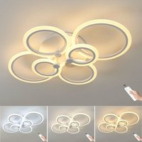 Comely - 76W 6-Ring LED-Deckenleuchte mit Dimmer, Moderner Kronleuchter aus Acryl-Metall, Wohnzimmerleuchte mit Fernbedienung 3000K-6000K, von COMELY