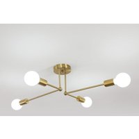 Moderne Sputnik Pendelleuchte mit 4 Lichtern, E27, Industrie-Design für Schlafzimmer, Küche, Flur (Leuchtmittel nicht inklusive) - Gold - Comely von COMELY