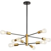 Pendelleuchte Hängelampe Moderner Schwarz-Gold 8 Lichter E27 Fassung 360° Drehbar Industrie Hängeleuchte aus Metall für Wohnzimmer Esszimmer von COMELY