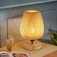 Comely - Tischlampe im gewebten Bambus mit perfektem Design -Lampenschirm für Schlafzimmer Schlafzimmer Esszimmer und Wohnzimmer 1630 cm (Glühbirne von COMELY