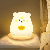 Led Kinder-Nachtlicht, Niedliche Tiger Nachttischlampe, Wiederaufladbare 3-Farbige Kinder-Nachtlicht, aus Weichem Silikon, Geschenke für Babys und von COMELY