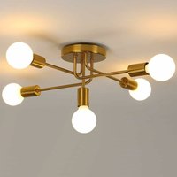 Industrielle Deckenkraut, 5 Lichter E27 Deckenbeleuchtung in Metall, goldener Deckenleuchte, Retro -Deckenlampe für Wohnzimmer Küche Esszimmer von COMELY