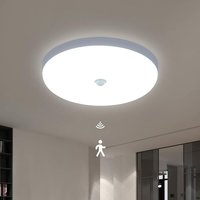 Led -Deckenlampe mit Bewegungsdetektor, 30W 6600k Moderne Deckenlampe kaltes Licht weiß, 25 cm weißes runde Deckenlicht für Küche, Korridor, Treppe, von COMELY