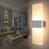 Moderne led Wandlampe 12W Innenbereich aus Acryl, Ideal für Schlafzimmer, Wohnzimmer, Flur, Treppe - 1 Stück - Silber - Warmweißes Licht 3000K von COMELY