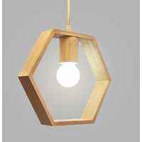 Nordic Wooden Hexagon Geometric Pendelleuchten Single Head Hanging Esszimmer Bar Restaurant Holzlampe mit 5W White Bulb von COMELY