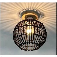 Vintage Deckenleuchte E27 max 60W Boho Boke Light Borate Bambus Ø21CM Rattan -Federung für warme Beleuchtung im Wohnzimmer -Küche Corridor (Glühbirne von COMELY