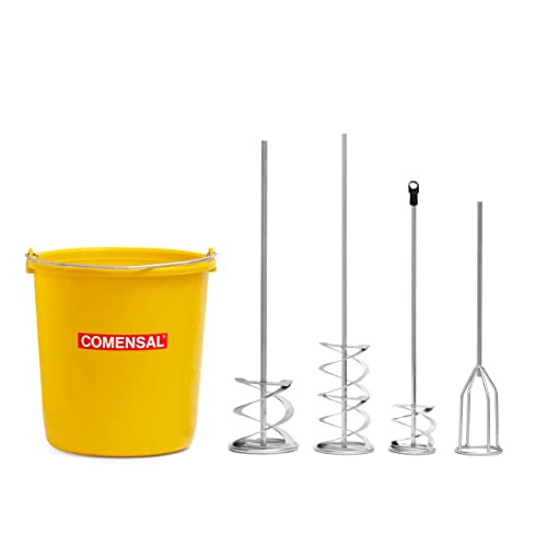 COMENSAL® Mörtelrührer HEX Set Spiralrührer 80 120 mm - Gipsmischer 80 mm - Maxi 100mm für dicke Mörtel - Rührwerk für Mörser - Superbaueimer 17l - Made in EU von COMENSAL