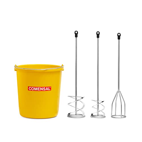 COMENSAL® Mörtelrührer SDS Set - Spiralrührer 100 120 mm - Gipsmischer 100 mm - für Mörser Bohrmaschine - Beton und Mörtelrührer - Rührwerk - Superbaueimer 17l - Made in EU von COMENSAL