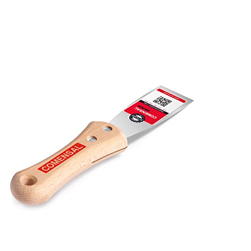 COMENSAL® Spachtel mit Holzgriff 40 mm - Trockenbau Spachtel - Ergonomisch Geformter - Füllen von Hohlräumen - Edelstahl - Made in EU von COMENSAL