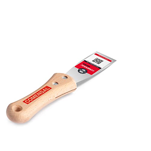 COMENSAL® Spachtel mit Holzgriff 40 mm - Trockenbau Spachtel - Ergonomisch Geformter - Füllen von Hohlräumen - Edelstahl - Made in EU von COMENSAL
