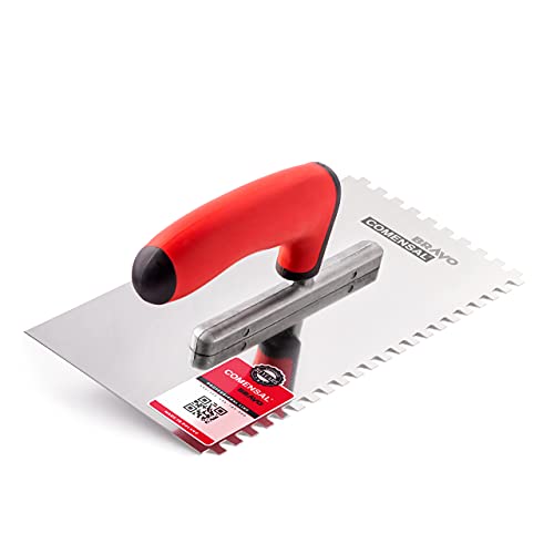 COMENSAL Zahnkelle 6 mm - Profi Edelstahl Glättekelle - Zahnspachtel zum Verlegen von Fliesen - Ergonomisch Griff - Made in EU - 270 x 130 mm von COMENSAL