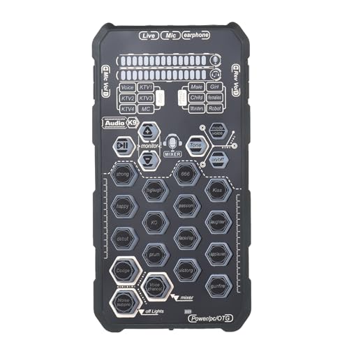 COMETX Live Sound Card Live-Soundkarte Handheld Outdoor Tragbare DSP Soundkarte Effektgerät Sound-Mixer Sound-Changer Soundkarte für Handy und Computer Stimmenwechsler Gesang von COMETX