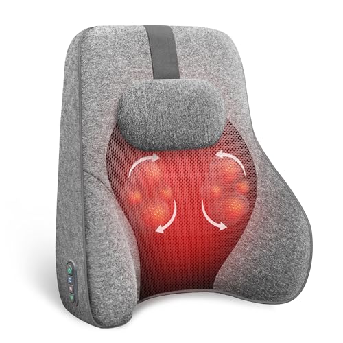COMFIER Rückenmassagegerät für Bürostuhl, Büro-Schreibtisch Stuhl Lendenwirbelstütze mit 8 Shiatsu-Massage-Köpfe & Heizung Funktion, Memory Foam Lendenwirbelkissen für Computer Gaming Stuhl-grau von COMFIER