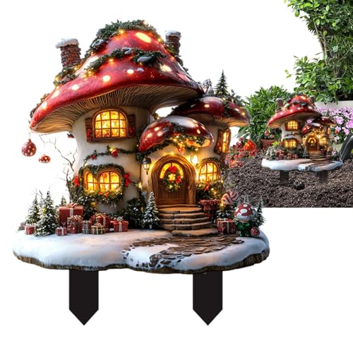 2D-Acryl-Schneepilz-Haus, Outdoor-Pfahl – Schneehof Pfahl, Terrassenlandschaft, Gartenschild, Hofkunst für den Außenbereich, Balkon, Rasen 2D-Acryl-Schneepilz-Haus, Outdoor-Pfahl – Schneehof Pfahl, Terrassenlandschaft, Gartenschild, Hofkunst für den Außenbereich, Balkon, Rasen von COMFOLIVING