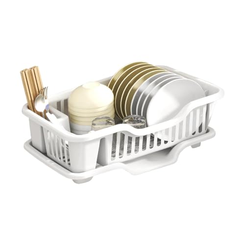Abtropfgestell – Abtropfbrett-Gestell | Besteckhalter Geschirrabtropfer, Theke Geschirrständer | Besteckhalter Geschirrständer | Doppelschichtiger Küchen-Organizer für Schüssel, Löffel, Essstäbchen von COMFOLIVING