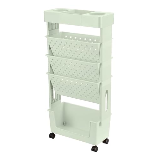 Aufbewahrungswagen, PP ABS Beauty Trolley, Drehbare Regale Buchwagen mit 4 Rollrädern, Tragbarer Platzsparender Aufbewahrungswagen , Flexibles Design Bastelwagen für Häuser Arbeitszimmer Aufbewahrungswagen, PP ABS Beauty Trolley, Drehbare Regale Buchwagen mit 4 Rollrädern, Tragbarer Platzsparender Aufbewahrungswagen , Flexibles Design Bastelwagen für Häuser Arbeitszimmer von COMFOLIVING