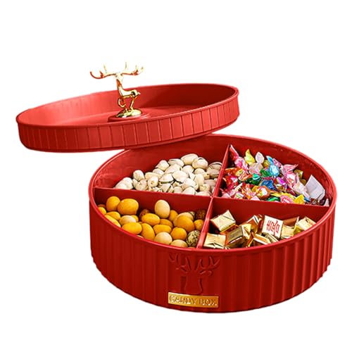 Aufgeteilte Servierplatte, rotierende Serviertablett für Snack, Kreative Behälter für trockene Früchte mit Doppelschicht Staubdicht Stapelbare Split-Snack Tablett für Wohnzimmer, Lagerung von Nüssen von COMFOLIVING