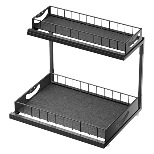 Ausziehbare Regale unter dem Schrank – 2 Etagen, rostfreie Aufbewahrung unter dem Schrank, platzsparender Schiebe-Organizer für Küchenspüle, 2-stöckiges unter dem Schrank, ausziehbares von COMFOLIVING