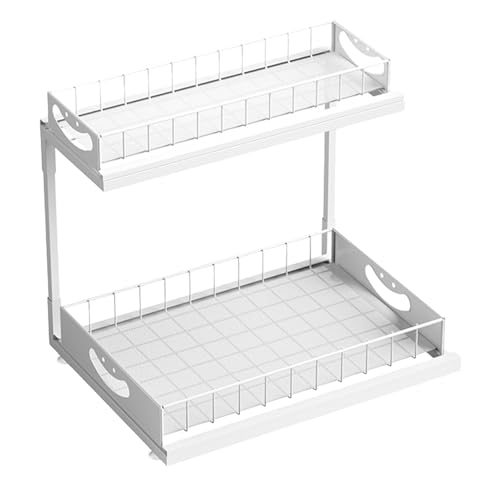 Ausziehbare Regale unter dem Schrank – 2 Etagen, rostfreie Unterschrankaufbewahrung, platzsparender Schiebe-Küchenspüle-Organizer, 2-stöckiges unter dem Schrank, ausziehbares Schieberegal für von COMFOLIVING