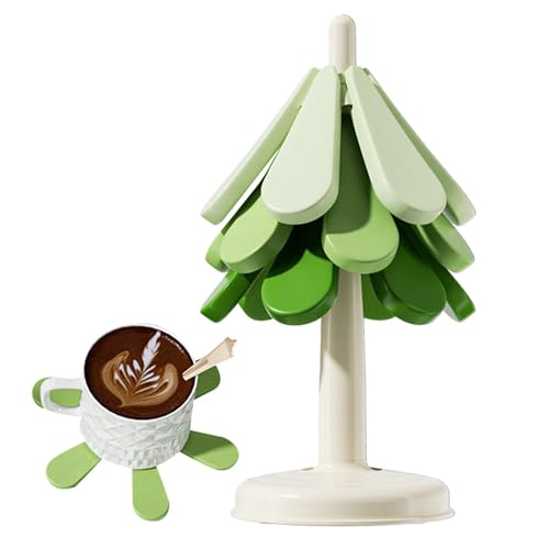 Baumuntersetzer – hitzebeständige Baumuntersetzer | Silikon-Baum-Form Untersetzer für Getränke | hitzebeständiges Silikon-Untersetzer-Set, Baumuntersetzer für heiße Gerichte zum Tischschutz, 3 von COMFOLIVING
