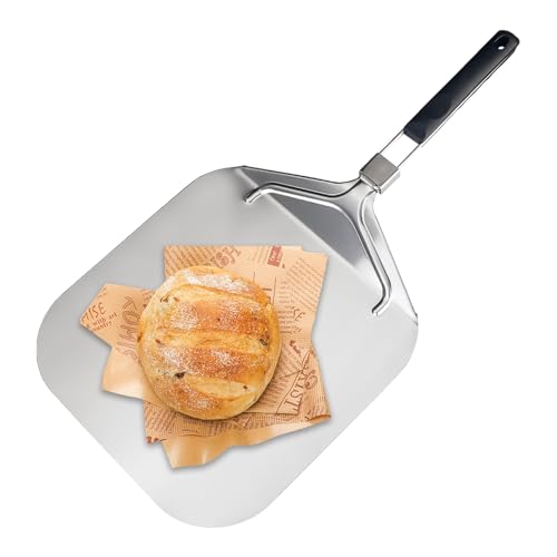 COMFOLIVING Aluminium-Pizzaspatel, Pizzaspatel-Paddel - Faltbarer Pizzaschieber, leichter Aluminium-Drehschieber | Faltbarer Pizzaschaufel aus Metall, hitzebeständige Pizzaschaufel zum Backen von von COMFOLIVING
