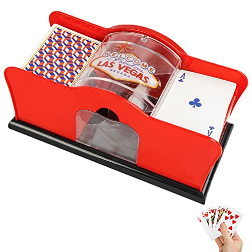 COMFOLIVING Card Machine, 2Deck Card Shuffling Machine, Easy Hand Cranked System Playing Card Poker and Dealing Machine for Home Card Game Travel Poker Blackjack Rummy von COMFOLIVING