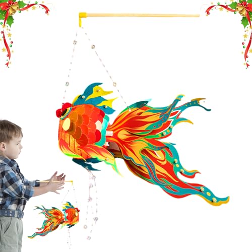COMFOLIVING Chinesische Laternen, Fischförmige chinesische Laternen, auffällige chinesische Laternen mit LED, Fischlaternen zum Auslösen mit einzigartigem Design für Frühlingsfeste, Bastelfeiern von COMFOLIVING