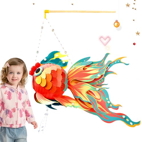 COMFOLIVING Chinesische Laternen, Fischförmige chinesische Laternen, auffällige chinesische Laternen mit LED, Fischlaternen zum Auslösen mit einzigartigem Design für Frühlingsfeste, Bastelfeiern von COMFOLIVING
