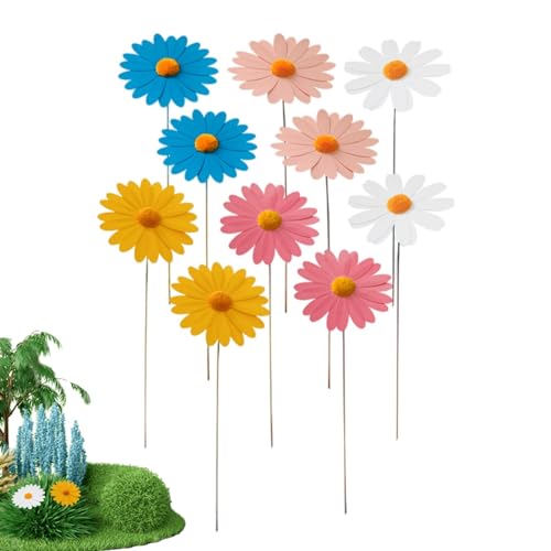COMFOLIVING Daisy Gartenblumen, wasserdichte für den Außenbereich,Witterungsbeständige Einsätze | Wetterbeständige Blumenstäbe, Blumendekor, lebendige Bauernhofdekorationen, 10 Stück für von COMFOLIVING