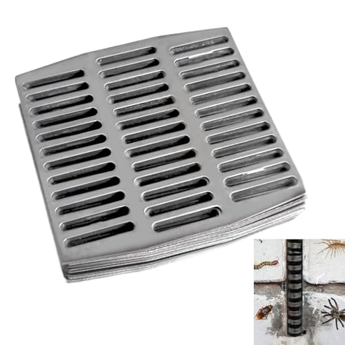 COMFOLIVING Edelstahl Ziegel graues Lochschutz, Ziegel graue Löcher Bildschirm - 40 Stück Brick Weep Hole Covers | Flexible graue Lochschutz Ziegel und Blöcke von COMFOLIVING