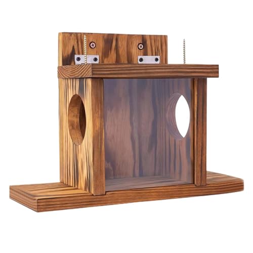 COMFOLIVING Eichhörnchen-Futterspender für draußen, Eichhörnchen-Futterbox – Eichhörnchen-Futterspender aus Holz, Streifenhörnchen-Futterhaus, Gartendekoration für den Außenbereich, Hinterhof von COMFOLIVING