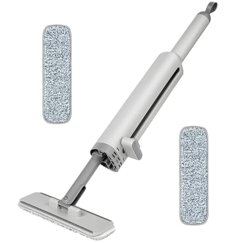 COMFOLIVING Faltbarer Handwischer, automatischer Wischmopp, tragbar, kleiner Wischmopp, drehbarer Quetschmopp mit Fugendüse und 2 wiederverwendbaren Mikrofaser-Pads, tragbarer, stark saugfähiger von COMFOLIVING
