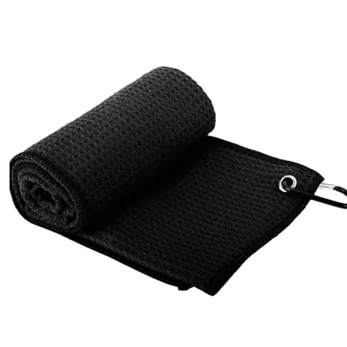 COMFOLIVING Golfschläger-Handtuch, Waffelmuster, dicker Stoff, Golf-Reinigungstuch, Golfball-Reiniger und Schläger-Reinigungswerkzeug mit Clip für Golftasche von COMFOLIVING