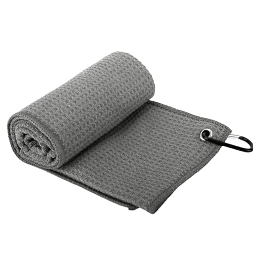 COMFOLIVING Golftaschen-Handtuch | Waffelmuster Schlägerreiniger – Dicker Stoff Golf-Reinigungstuch, Golfballreiniger und Schläger-Reinigungswerkzeug mit Clip für Golftasche von COMFOLIVING