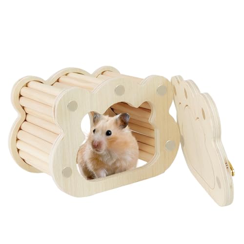 COMFOLIVING Hamsterhaus aus Holz, kleines Haus aus Holz für Hamster – niedliche Wolke formt ein kleines Hamsterversteck – kleine Haustiere, Dekoration für Lebensräume des Waldhauses von COMFOLIVING