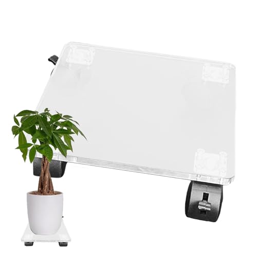 COMFOLIVING Pflanzenrollen mit Rädern, Pflanzenregal mit Rädern | Klare Acryl quadratische Pflanzpalette mit,Garten Tauchbearbeiter, Standortbeweger, Gewächsfässer für den Innenbereich im Freien von COMFOLIVING