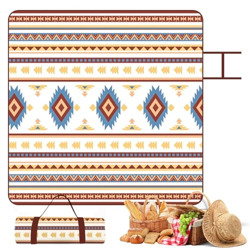 COMFOLIVING Picknickdecke Baumwolle Boho Wasserdicht Picknickdecke Camping Decke mit Aufbewahrungstasche Faltbare Strandmatte Waschbar Outdoor Picknickdecke von COMFOLIVING