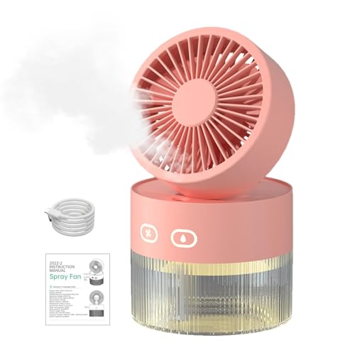 COMFOLIVING Sprüh-Wassernebel-Ventilator, USB-Ventilator, Schreibtisch, Tischventilator für Schlafzimmer, wiederaufladbarer persönlicher Ventilator für Schlafzimmer, faltbarer Ventilator, kleiner von COMFOLIVING