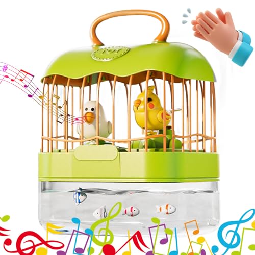 COMFOLIVING Vogelkäfig mit Stimmeninduktion, quietschender Vogelkäfig, elektrisches 2-in-1-Aquarium in Form eines Vogelkäfigs für Kinder, verbessert die Dekoration des Zimmers, Käfig COMFOLIVING Vogelkäfig mit Stimmeninduktion, quietschender Vogelkäfig, elektrisches 2-in-1-Aquarium in Form eines Vogelkäfigs für Kinder, verbessert die Dekoration des Zimmers, Käfig von COMFOLIVING