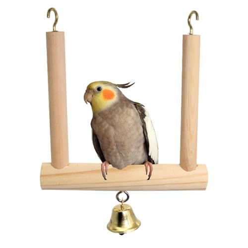 COMFOLIVING Vogelschaukel aus Naturholz – Nymphensittichschaukel Sitzstange – Holz Sitzstange Ständer Käfig Spielzeug für Nymphensittiche Ara von COMFOLIVING