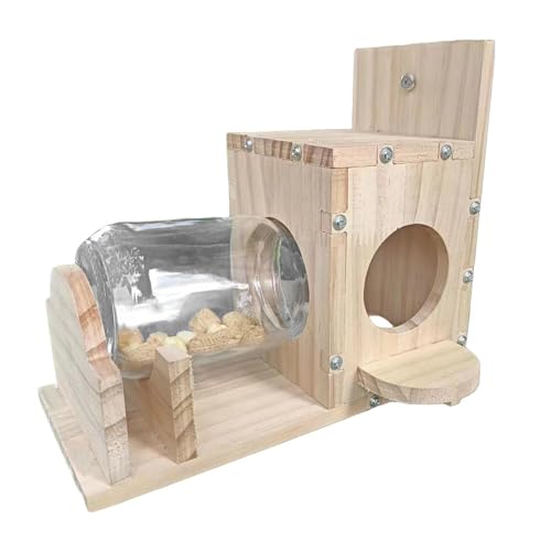 Eichhörnchen Futterspender Eichhörnchen Tierfutterspender mit Vintage Design, Eichhörnchensicher Vogelfutterspender Holz Tier Outdoor Hängende Eichhörnchen Futterspender Vogelfutterspender Hängend von COMFOLIVING