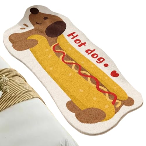 Fußmatte – Hot Dog Bodenmatte | rutschfeste Badezimmermatte | Nachttisch-Dackel Welpendecke | waschbare süße lustige Fußmatte | waschbare Hunde-Küchenmatten | Schlafzimmer- dekorative Bodenmatten von COMFOLIVING