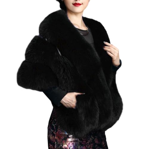 Kunstpelzschale, Winterschulter zucken Kunstpelzwickel, modische gemütliche warme Schal Exquisite bequeme Fell sollte ele Pelzstuhl für Abendkleid, Brauthochzeit und Winterbezug von COMFOLIVING