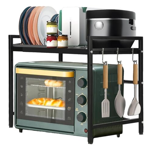 Mikrowellengitter – Mikrowellenständer mit 3 Haken | Geschirraufbewahrung für Küchenutensilien für Öfen | ausziehbare Arbeitsplatte für Mikrowelle von 60 kg | Arbeitsplatte C von COMFOLIVING