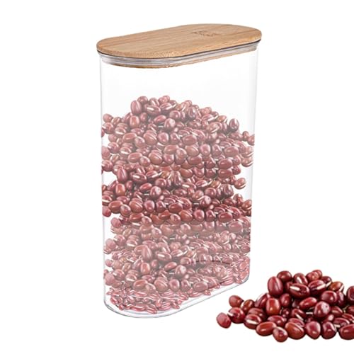 Müsli Vorratsbehälter - Trockenfutter Vorratsbehälter | Getreide Vorratsfass | Bambusdeckel Getreide Aufbewahrungsbox Versiegeltes Glas für Nüsse Sojabohnen Küche Nudelbehälter Reis Vorratsbehälter von COMFOLIVING