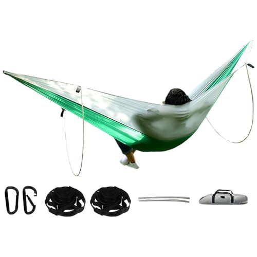 Outdoor-Hängematte – Nylon-Camping-Hängematte | leichte tragbare Hängematte mit zwei Stützstangen | wasserdichte Schlafhängematte | weit verbreitete Reisehängematte für Strand, Grillen, Camping von COMFOLIVING
